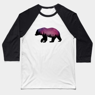 Nighttime forest bear Silhouette Baseball T-Shirt